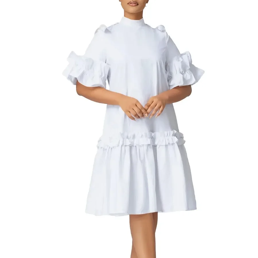 2024 африканские платья для женщин элегантные из полиэстера с короткими рукавами