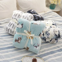 printed flannel double single layer winter coral velvet student 1 5m bed sheet air conditioning blanket