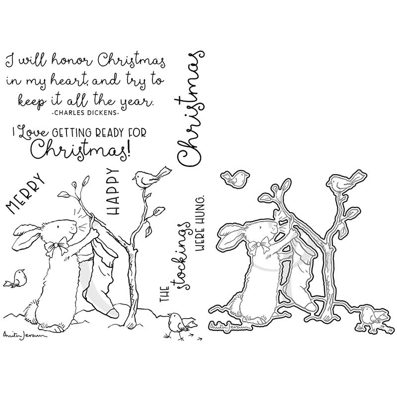 Новинка 2021 рождественские штампы с рисунком кролика и птицы прозрачные