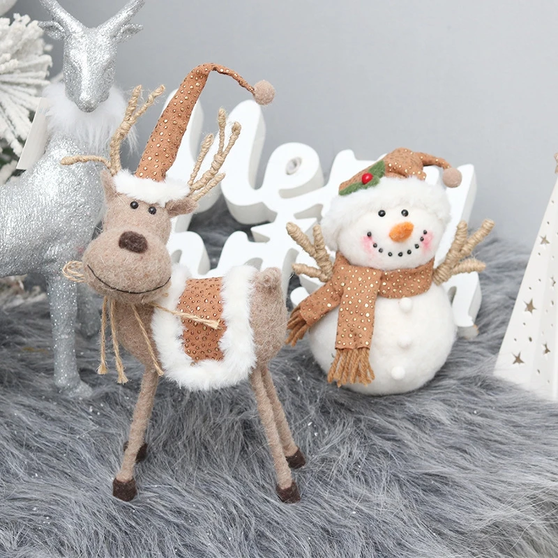 

Nordic Wool Felt Elk Snowman Doll Christmas Fabric Desktop Ornament Boutique DIY Decoration Christmas Gift for Kid Figurines