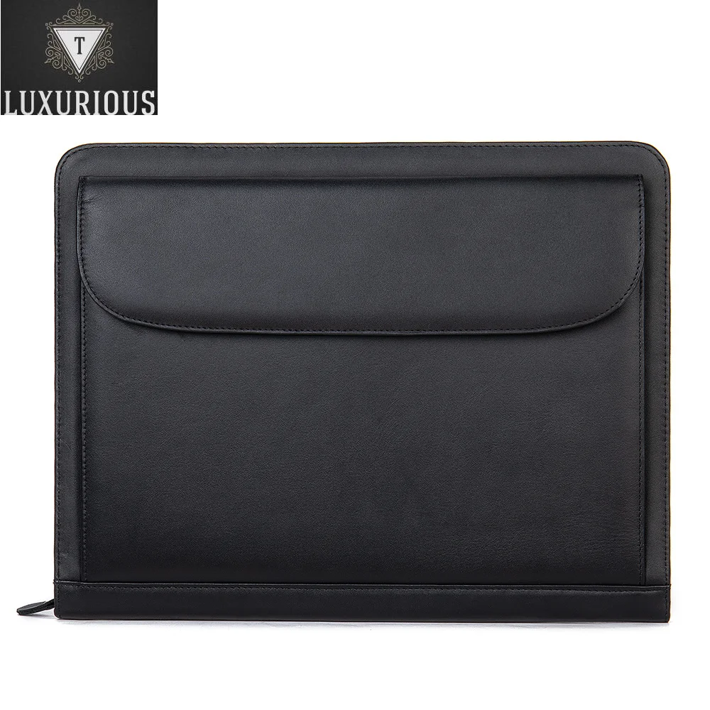 

Genuine Leather men A4 Document Bag Vintage wallet Envelope file folder portfilio card holder coin purse male cluth bag