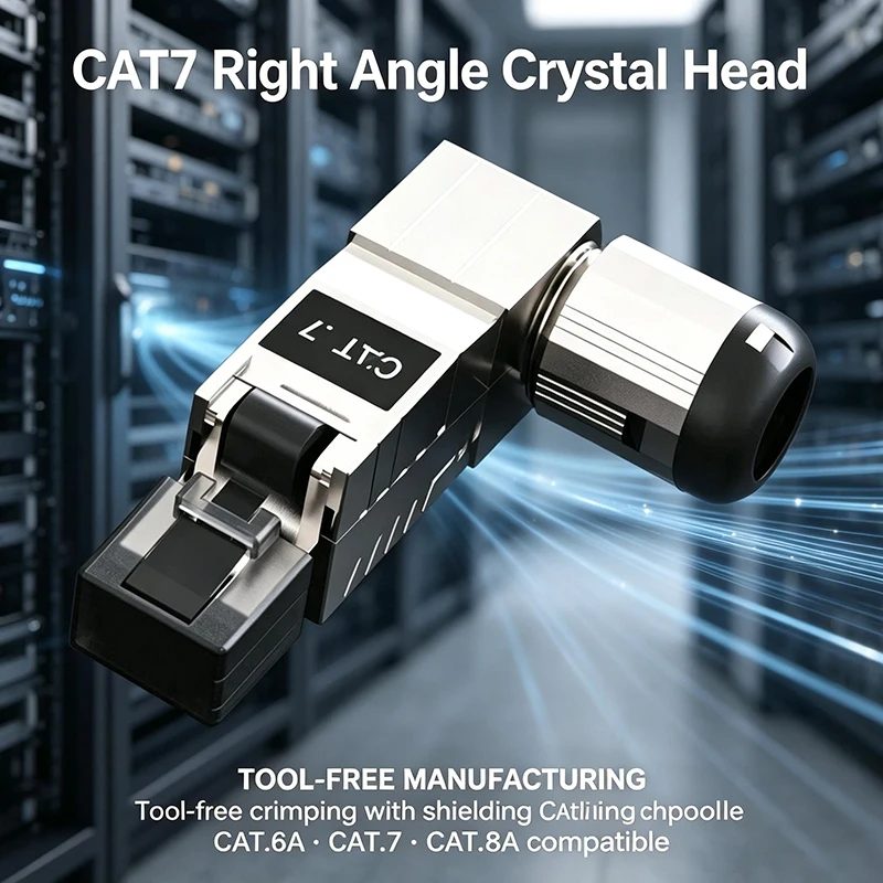 Фото 2 шт. экранированных проходных разъемов RJ45 CAT6A/CAT7/CAT8, 8P8C, 90-градусный безинструментальный Keystone-разъем для гигабитного Ethernet, оптом №2