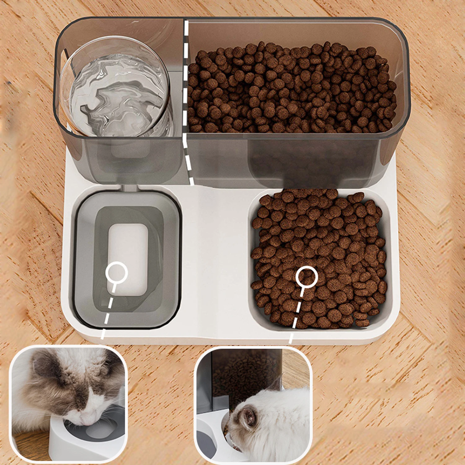 

Large Capacity Cat Automatic Feeder Water Dispenser Wet and Dry Separation Pet Supplies Dog Food Container Drinking Water Bowl