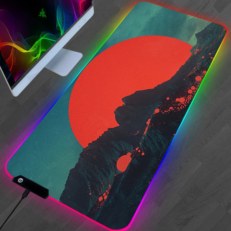 

Black Abd Red Extended Pad Mouse Largo Luminous Mausepad Pc Gaming Accessories Computer and Office Mousepad Gamer Desk Padding