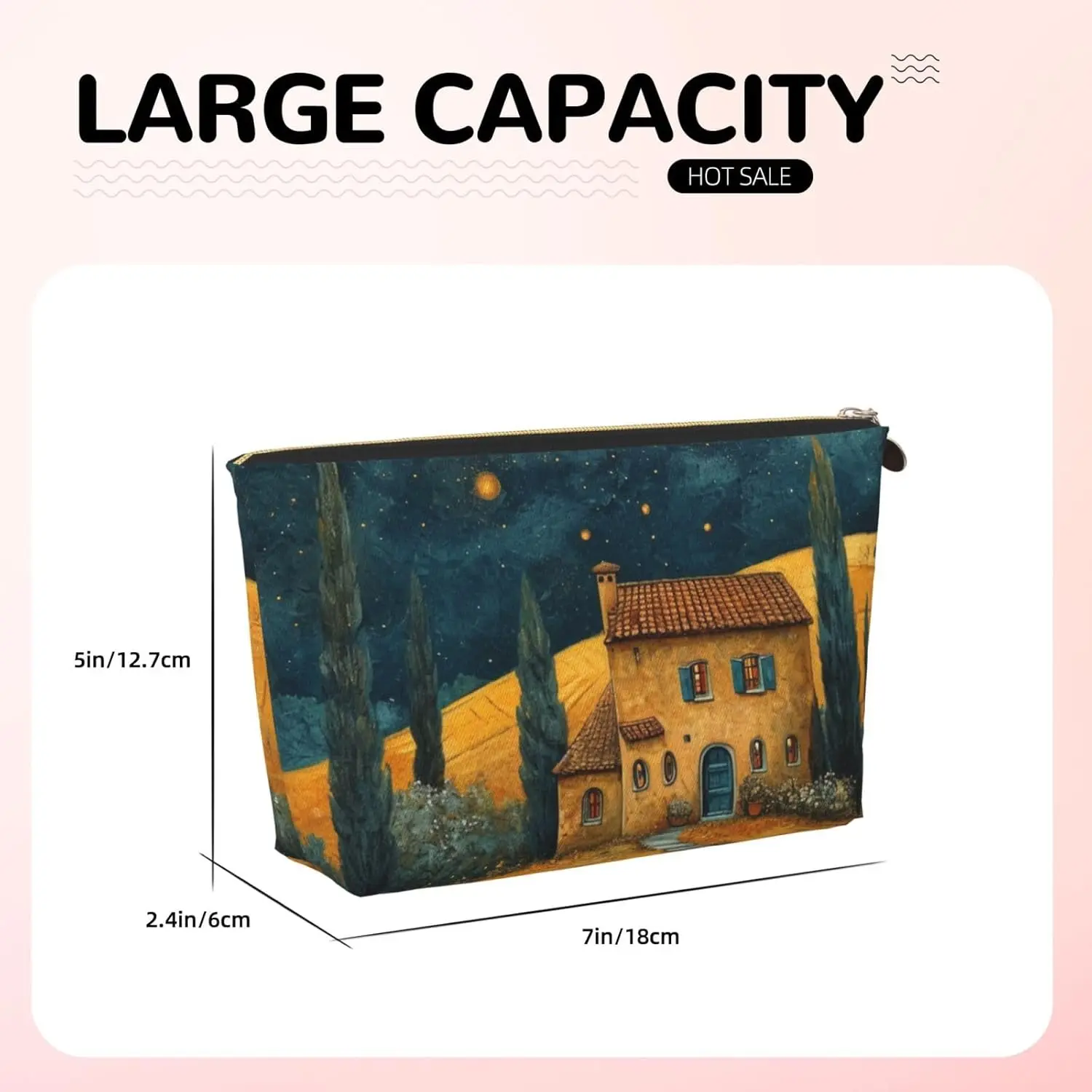 Косметичка полевой фермерский дом живопись луна косметичка дорожный органайзер