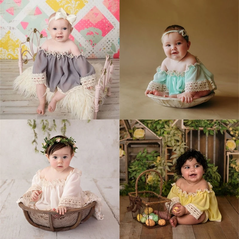 

Newborn Girls Bowknot Headwear Lace Clothes Set Dress Skirt Jumpsuit Dropship