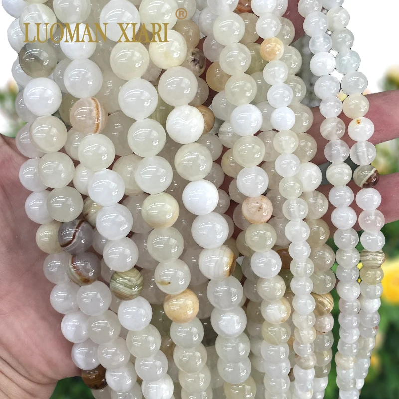 

Natural Stone White Background Gray Jade Loose Round Spacer Beads for Jewelry Making DIY Bracelet Charms Accessories 4-12MM 15''