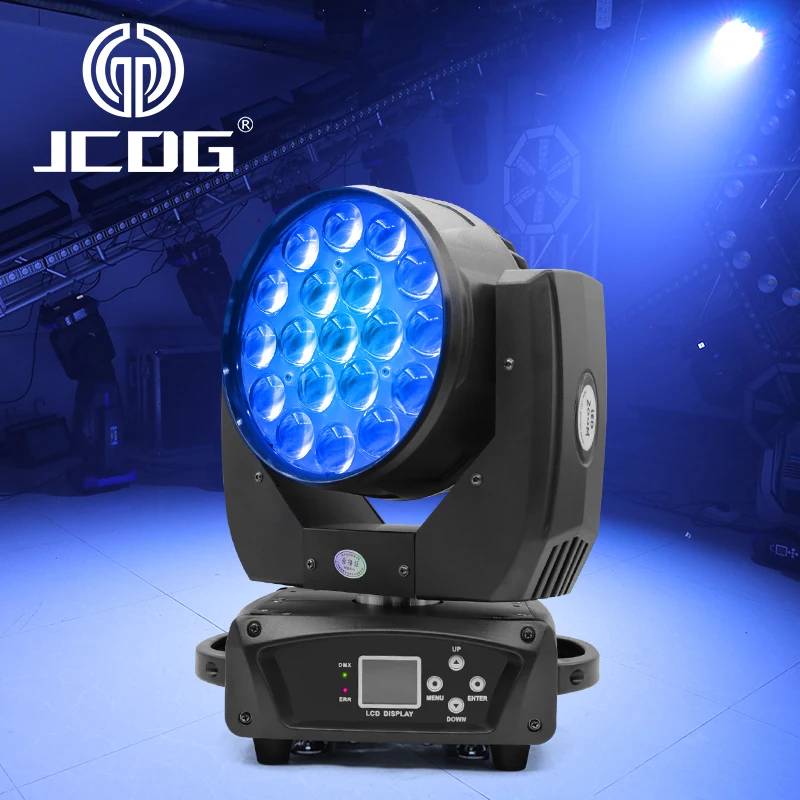 

JCDG Professional 19x15W RGBW LED Wash Zoom Moving Head Lights DMX Program Stage Lighting For DJ Disco Party Stage Projector