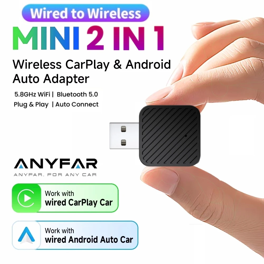 

Универсальный Автомобильный AI-бокс 2-в-1: 2025 Mini Smart Box Для CarPlay И Android Auto (проводной В Беспроводной)