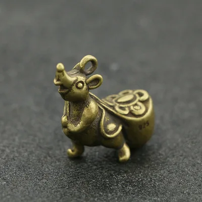 

Exquisite Antique Solid Copper Mouse Pendant Ornament