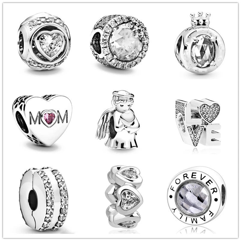 925 пробы серебряные прозрачные снежинки ангел любви корона O мама очаровательные