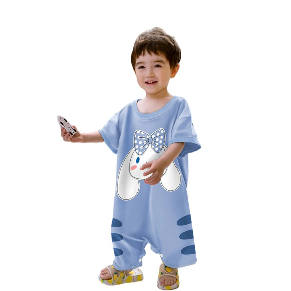 

Sanrios аниме Kawaii Cinnamoroll детская пижама из чистого хлопка с короткими рукавами для мальчиков и девочек, милая повседневная одежда