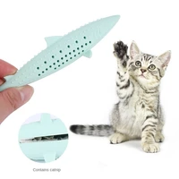shark shaped cat toothbrush toys for kitten cartoons pet teeth cleaning products soft cute pet chew toy with catnip