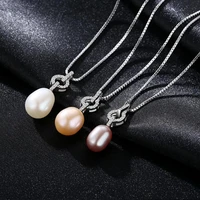 meibapjreal freshwater pearl simple personality pendant necklace 925 solid silver fine jewelry for women