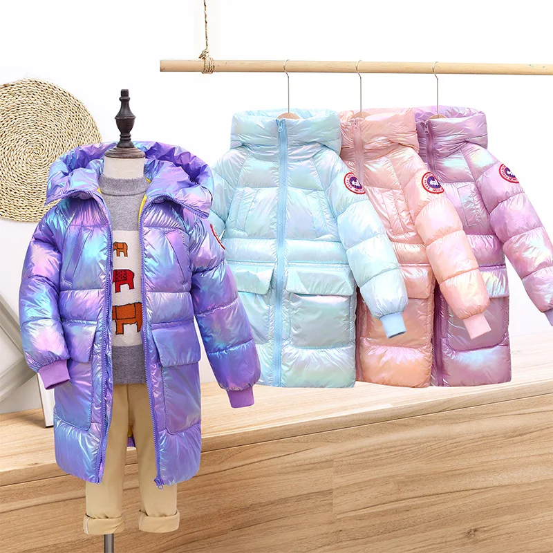 

Children's down jacket medium length children's winter girls' thickened cotton padded jacket