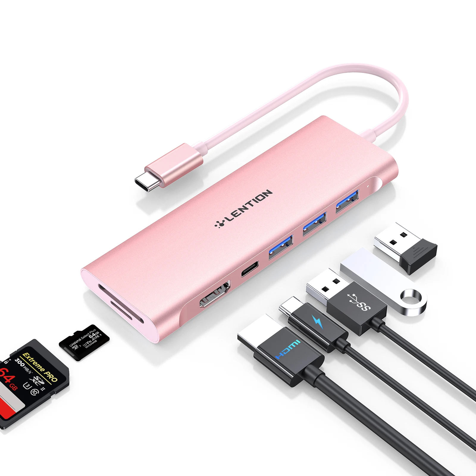 USB C концентратор LENTION 4K 30 Гц SD Micro SD кардридер адаптер 100 Вт PD док-станция для 2023-2016 MacBook Pro новый Mac Air usb c hdmi док-станция