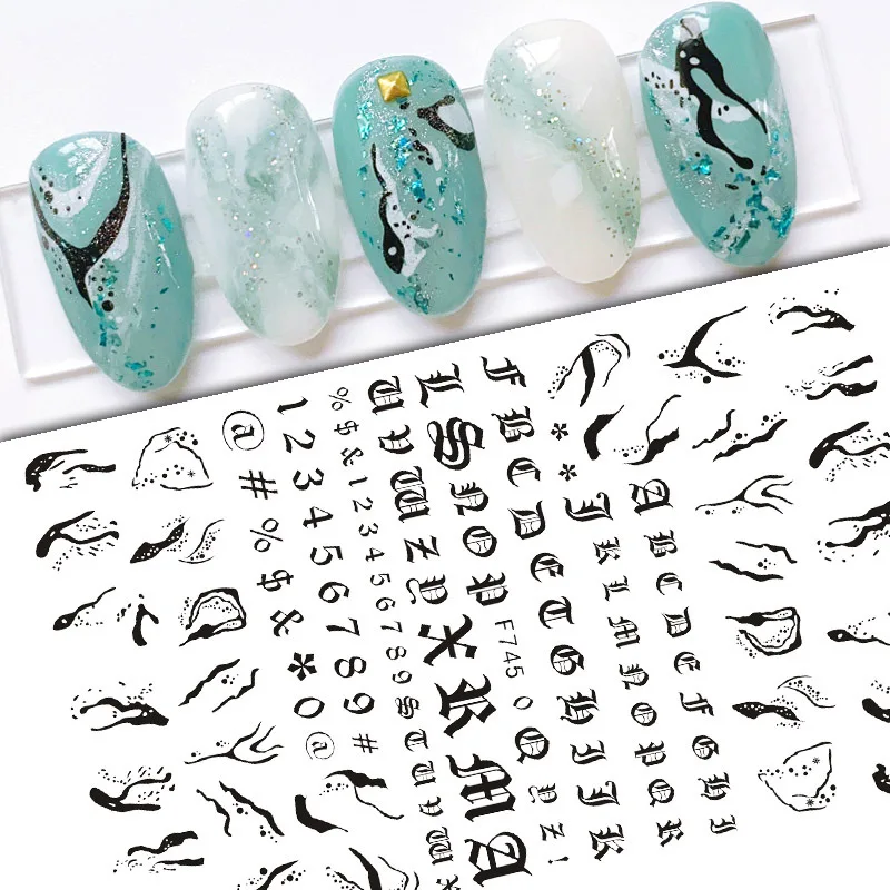 Pegatinas de letras rusas para uñas, alfabeto, números arábigos, 3D, diseño artístico, accesorios de decoración de manicura