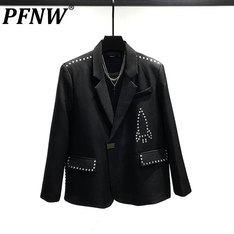 

PFNW Металлическая пуговица мужской нишевой дизайн шикарный костюм пальто осень мужской блейзер повседневные пальто Корейская мода 2023 Модные Новые Топы 28W1541