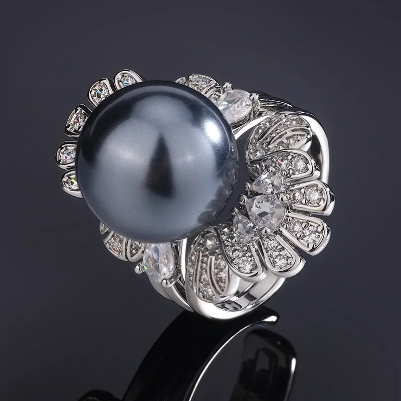 SrJewelry регулируемое кольцо 2 в 1 с медным покрытием и платиной инкрустацией