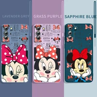 cute minnie mouse love for samsung galaxy s22 s21 s20 fe s10 note 20 10 plus lite ultra liquid silicone soft rope phone case