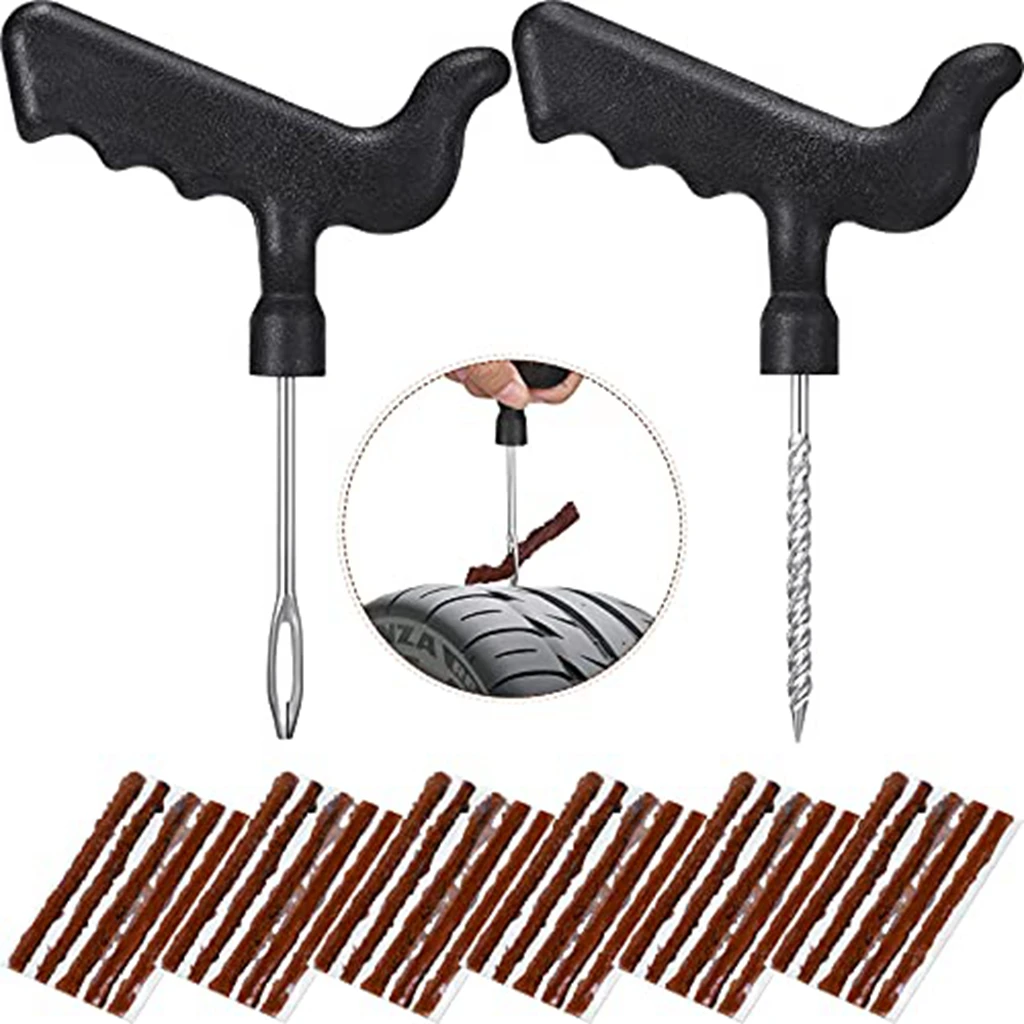 

Tubeless Tire Repair Kit Tools Auto Tire Plug Kit with Car Tire Repair Strings Rubber Strips Plug Tool for Car Truck RV SUV ATV