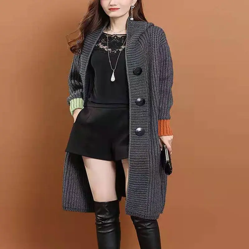 

Fashion Solid Color V-Neck Button Knitted Cardigan Women's Clothing 2023 Autumn New Casual Tops All-matching Korean Coat T285