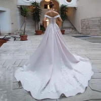 pink elegant wedding dresses satin princess sweetheart off shoulder bridal dress lace up appliques custom made vestido de noiva