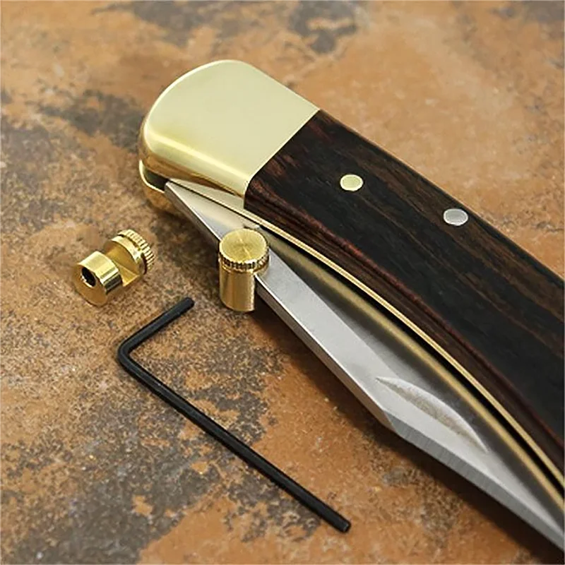 3 Sets Brass Kwik Thumb Studs Pushed Button Screws for Buck 110 Folding Knife Push Cutter Head Nails DIY Make Accessories Parts