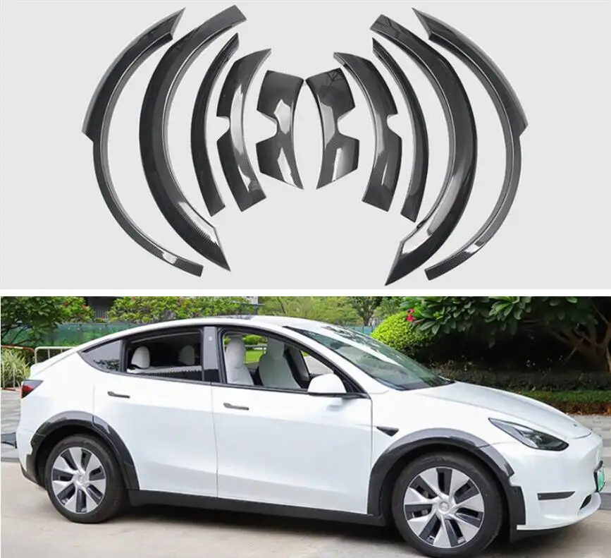 

ABS Material 10pcs/set For Tesla Model Y 2021 2022 2023 Wheel Eyebrow Round Arc Fender Flares Body Kit Cover