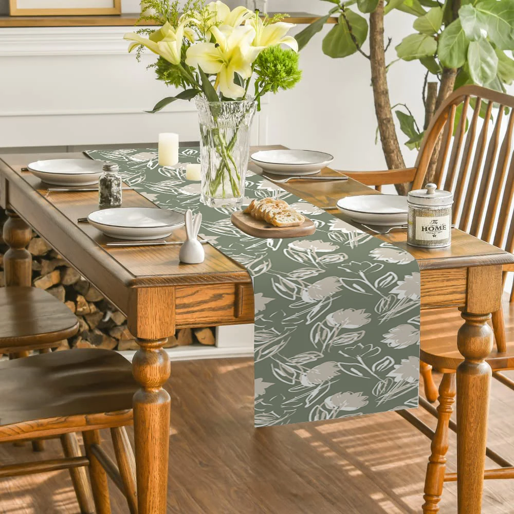 Цветы граффити из магнолии Настольная дорожка украшение для кухни обеденного