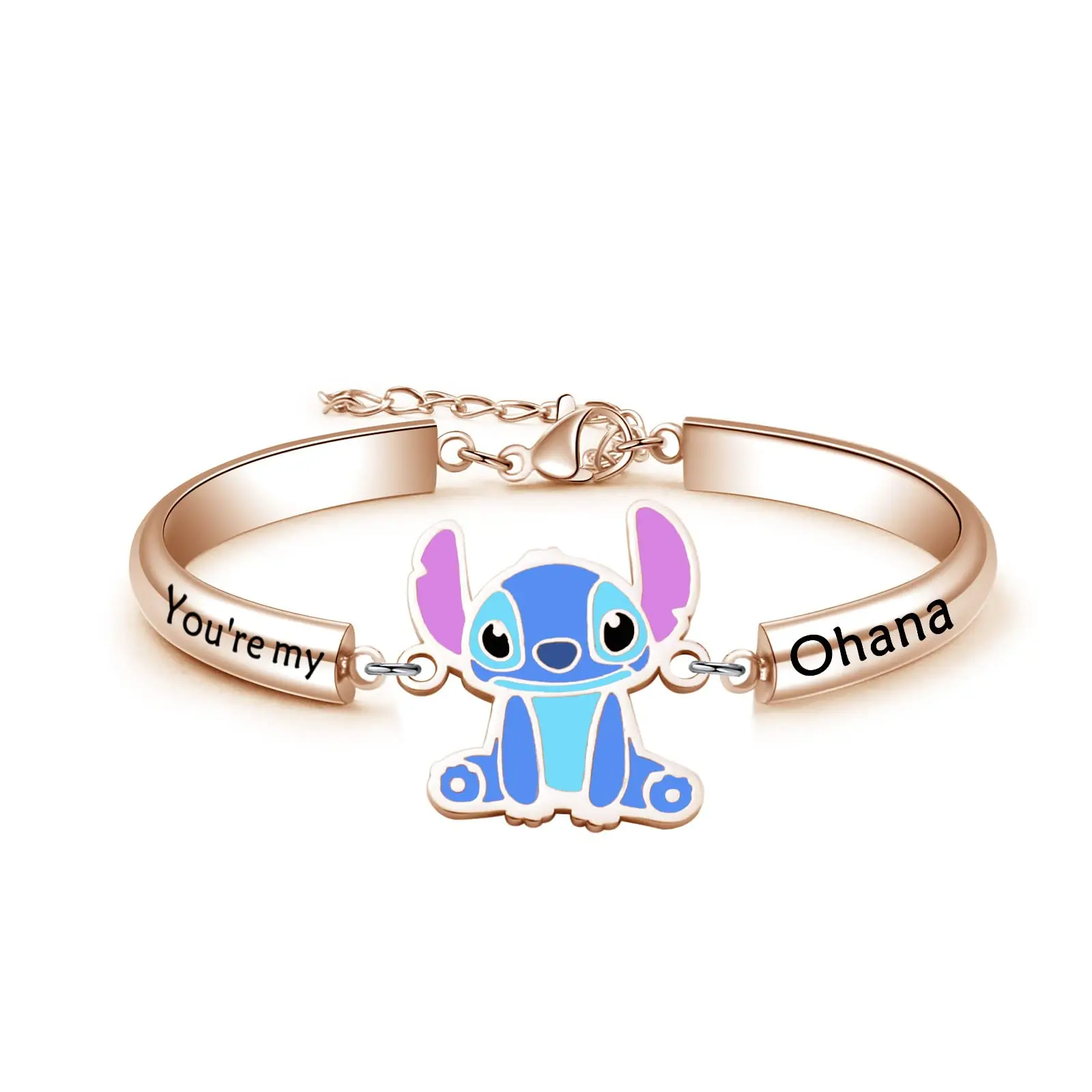 

Harong You're My Ohana Stitch Charm Bracelet for Girl Boy Delicate Jewelry Anime Stitch Enamel Gold Pendant Bangles Women Gift