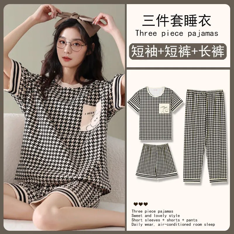 Pajamas Female Korean Sweet and Cute Net Red Long-sleeved Cardigan Girl Casual Trousers Home Clothing Suit Womens Pajamas