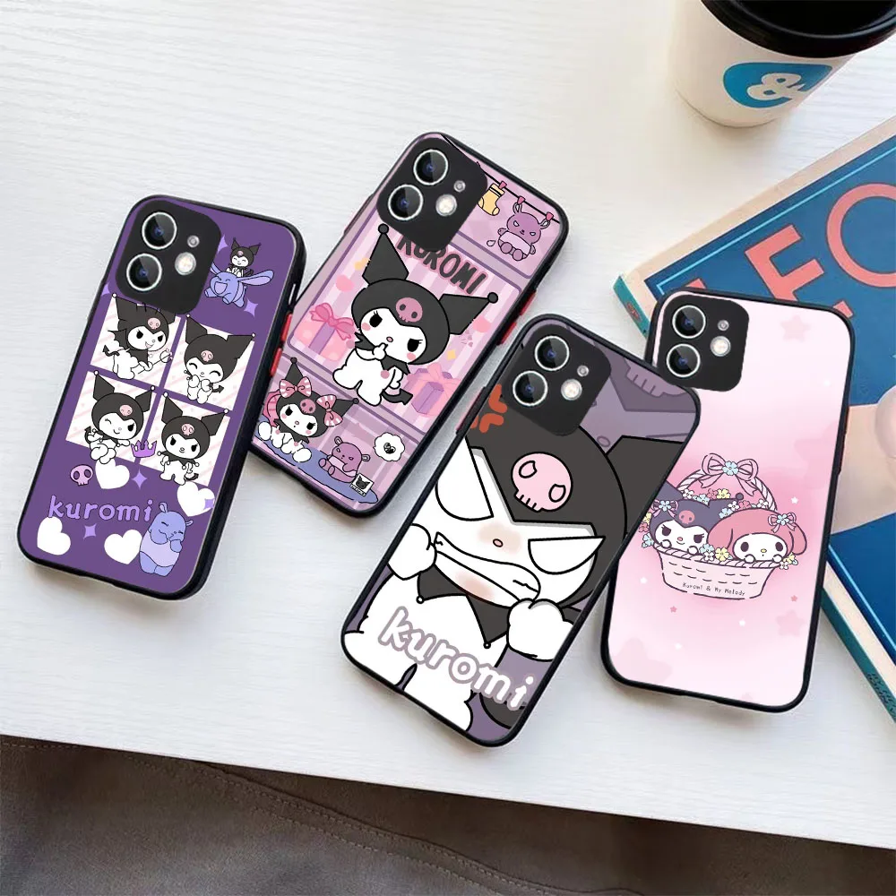 WBA-18 Sanrio-Kuromi Black Silicone Case For OPPO A3 5 9 15 16 17 38 40 52 53 54 57