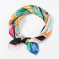 lunadolphin fashion women square scarf 70x70cm city house printed chiffon silk feeling office lady headband small bandana