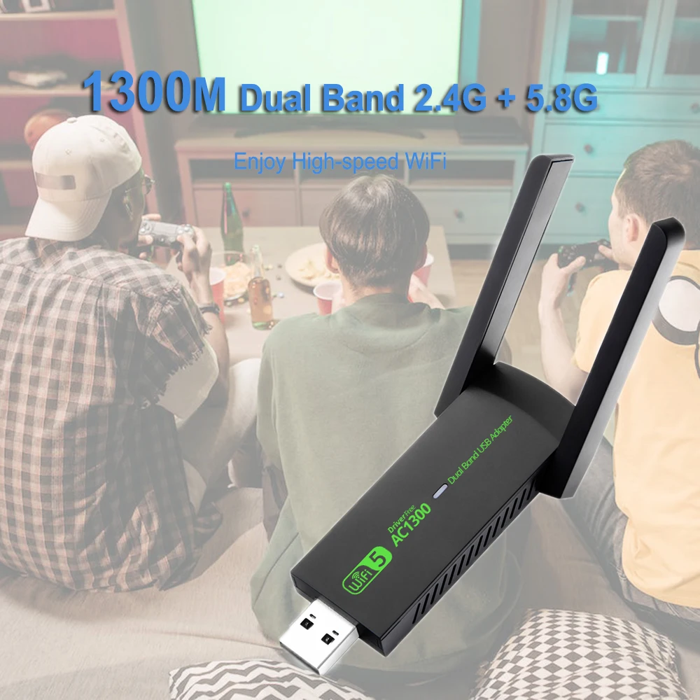 Фото Беспроводная сетевая карта USB 1300, 2,4 Мбит/с, ГГц №4
