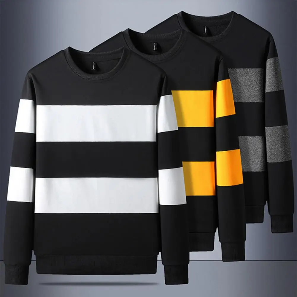 

Chic Leisure Contrast Color Plus Size Soft Fall Sweatshirt Men Clothing Men Autumn Top Autumn Sweatshirt