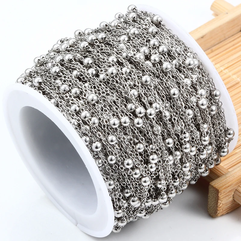 Fashion Beaded Cross Flat Chain Stainless Steel DIY Women Necklace Earring Tassle Ornament Jewellery Making Supplies Accessorie