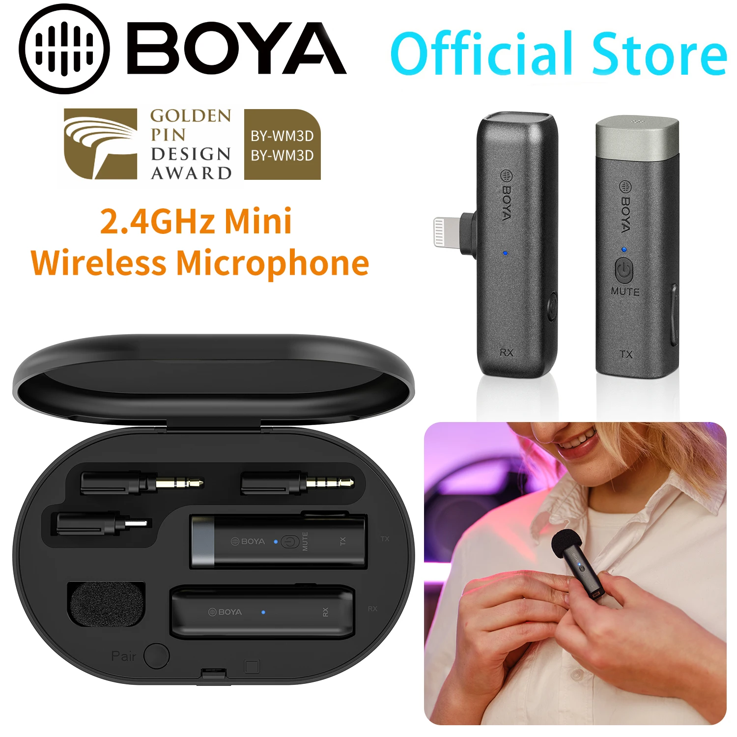 

BOYA BY-WM3 2.4GHz New Wireless Microphone System for iOS Android Tablets DSLR Cameras for Video Grapher Content Creator Vlogger