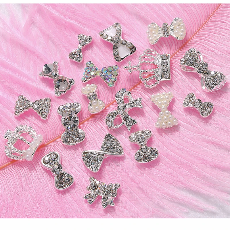 

10Pcs 3D Glitter Nail Supplies Rhinestone For Nail Art Decorations Jewelry Nails Accessoires Tools Charm Bow Tie B409-483