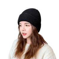 winter rabbit hair skullies beanie hats women knitted bonnet beanies caps female warm all match outdoor woolen hat