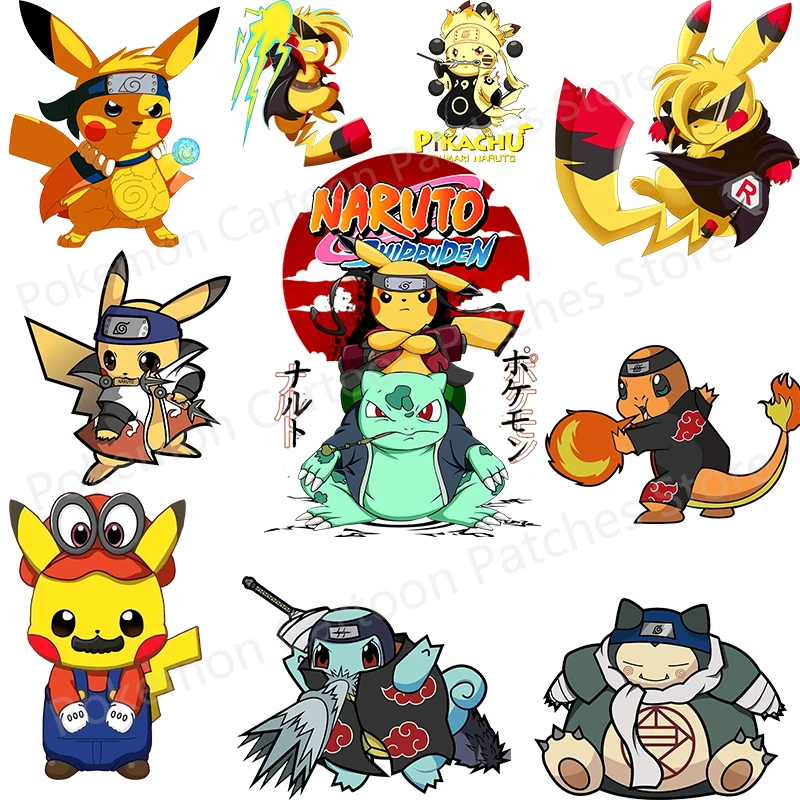 

Pokemon Pikachu Naruto Heat Transfers for Clothes Patches for Clothing DIY T-shirt Hoodie Patch Custom Applique Children Gift