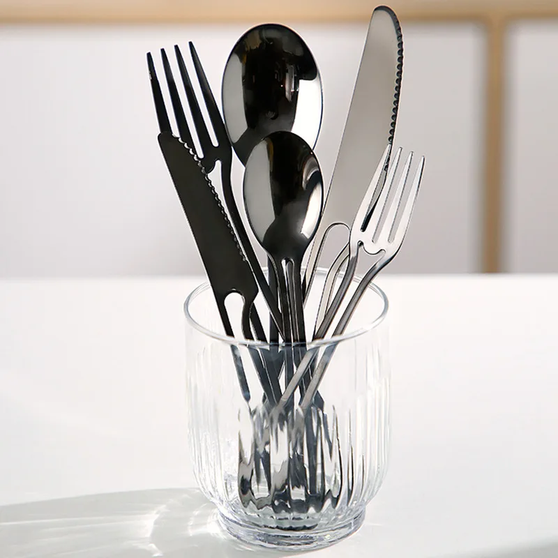

Ins Cutlery Set Flatware Western Dessert Forks Spoons Steak Knives Cake Spoon Silverware Set Kitchen AccessoriesStainless Steel