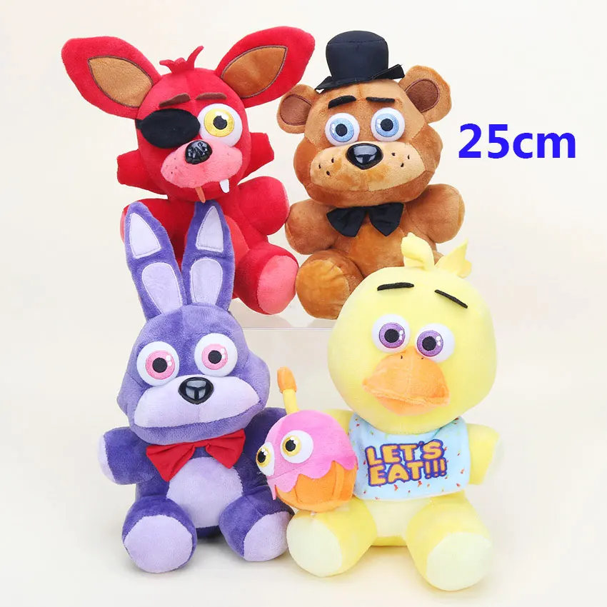 4pcs/lot 25cm FNAF Freddy Fazbear Plush Toys Phantom Foxy Stuffed Plush Bonnie Bear Nightmare Foxy Dolls For Kids Christmas Gift
