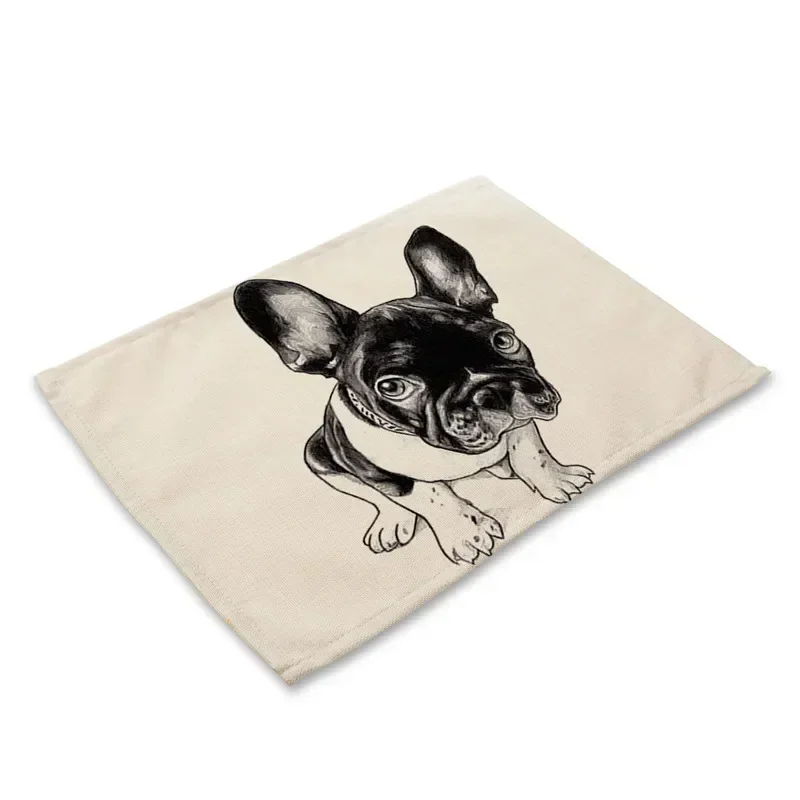 Подставка для столовых приборов с рисунком собаки французского бульдога коврик