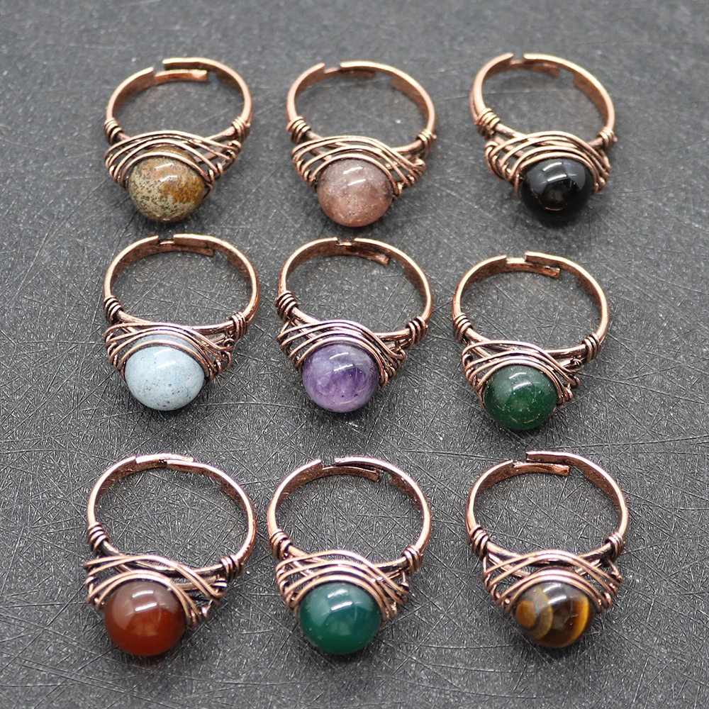 

Exquisite Natural Stone Pearl-shaped Red Agate Tiger Eye Stone Ring Spiritual Charm Ladies Men's Ring Jewelry DIY Production