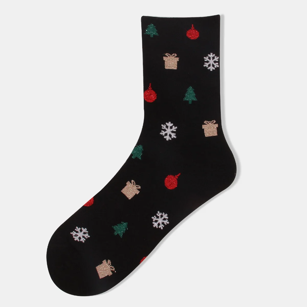 12 Pairs of  New Mid-tube Christmas Tree Cotton Socks Sweat-absorbing Cute Jacquard Breathable Holiday Santa Claus Cotton Socks