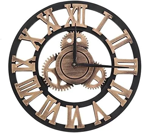 

Reloj de Pared de La Vendimia 3D, Decoración del Reloj de Pared de Numeral Romano Hecho a Mano Relojes de Retro de Europa Reloj
