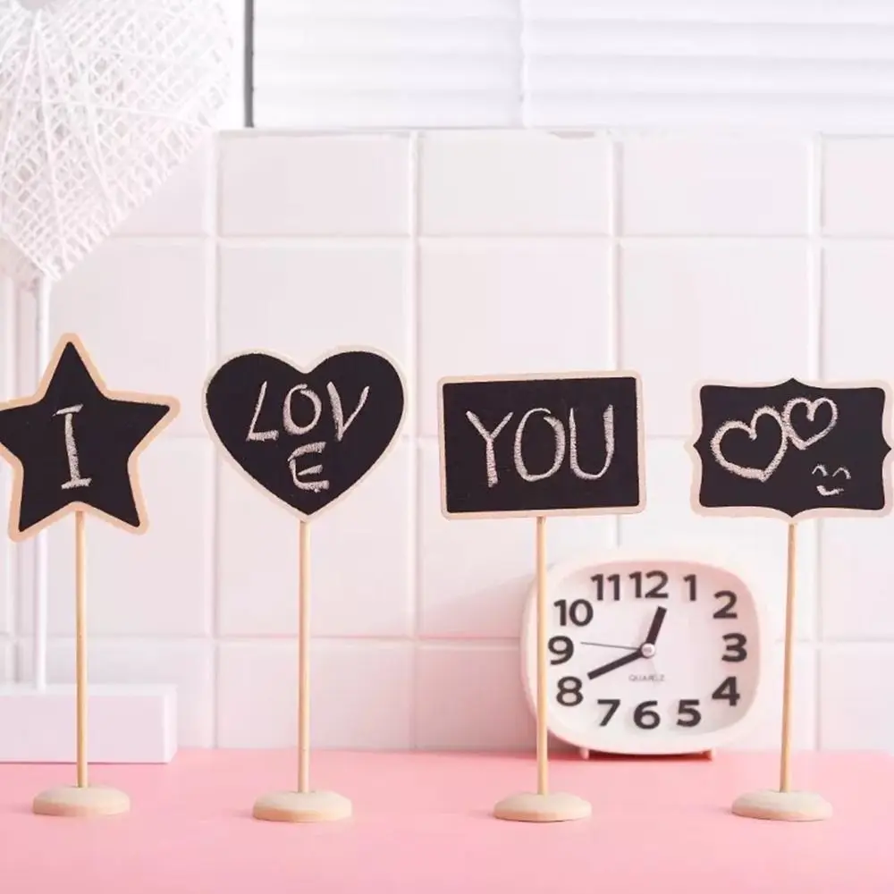 

1PC Mini Paint Wood Board With Base Small Wooden Chalk Blackboard Wedding Kitchen Restaurant Signs Writing Notice Message