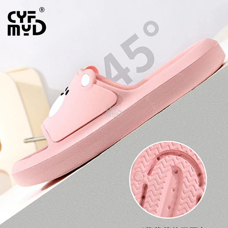 Women's Home Slippers Flat Cartoon Cute Bear Slides Indoor 2023 Summer Shoes for Woman Comfortable Non-slip EVA Slipper Bathroom