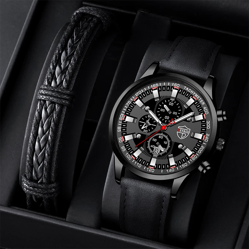 

Часы наручные мужские кварцевые из нержавеющей стали с кожаным ремешком